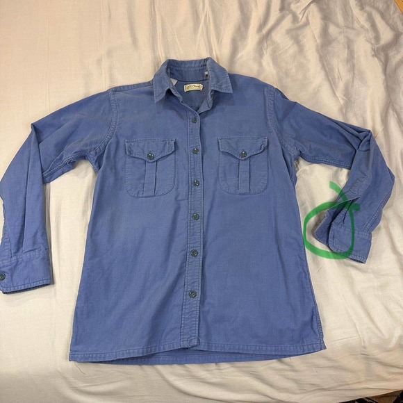 L.L Bean Button Down Shirt Womens Size 16 Vintage Heavyweight Blue *flaw - Picture 1 of 9